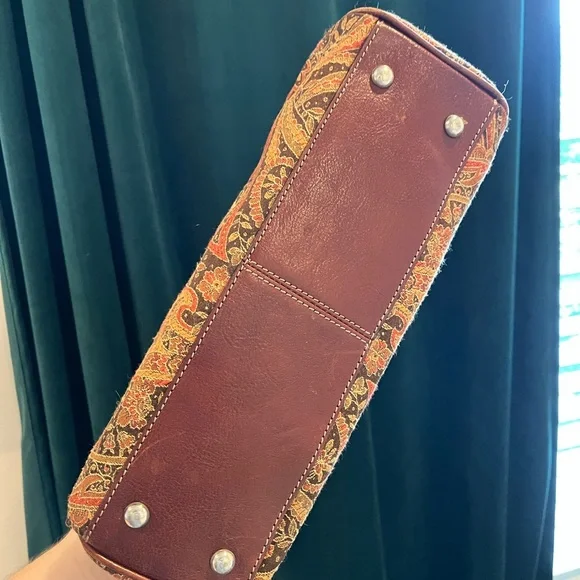 Vintage Fossil Brown Shoulder Bag Tapestry Design - Picture 5 of 8